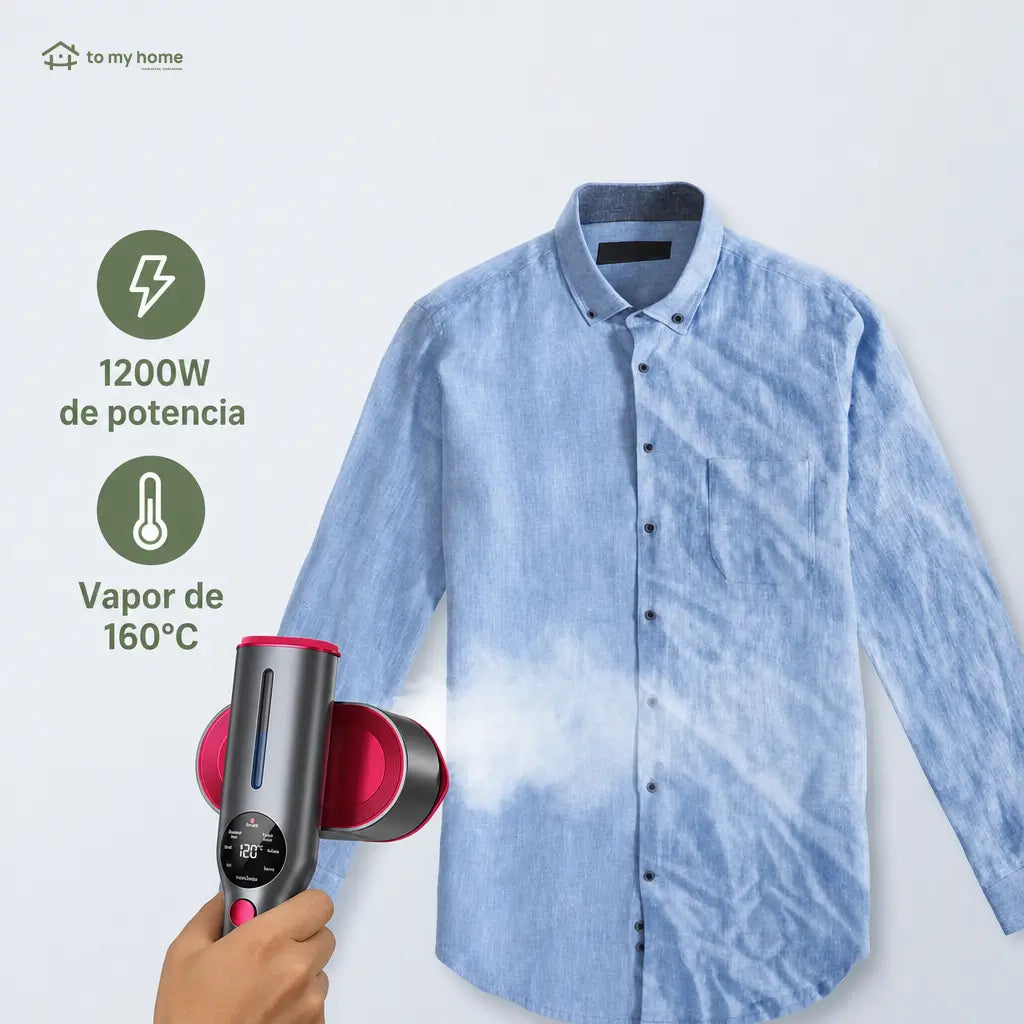 Vaporizador plancha portátil 2 en 1 con 7 modos, calentamiento rápido y mango giratorio para ropa en casa o viaje diario