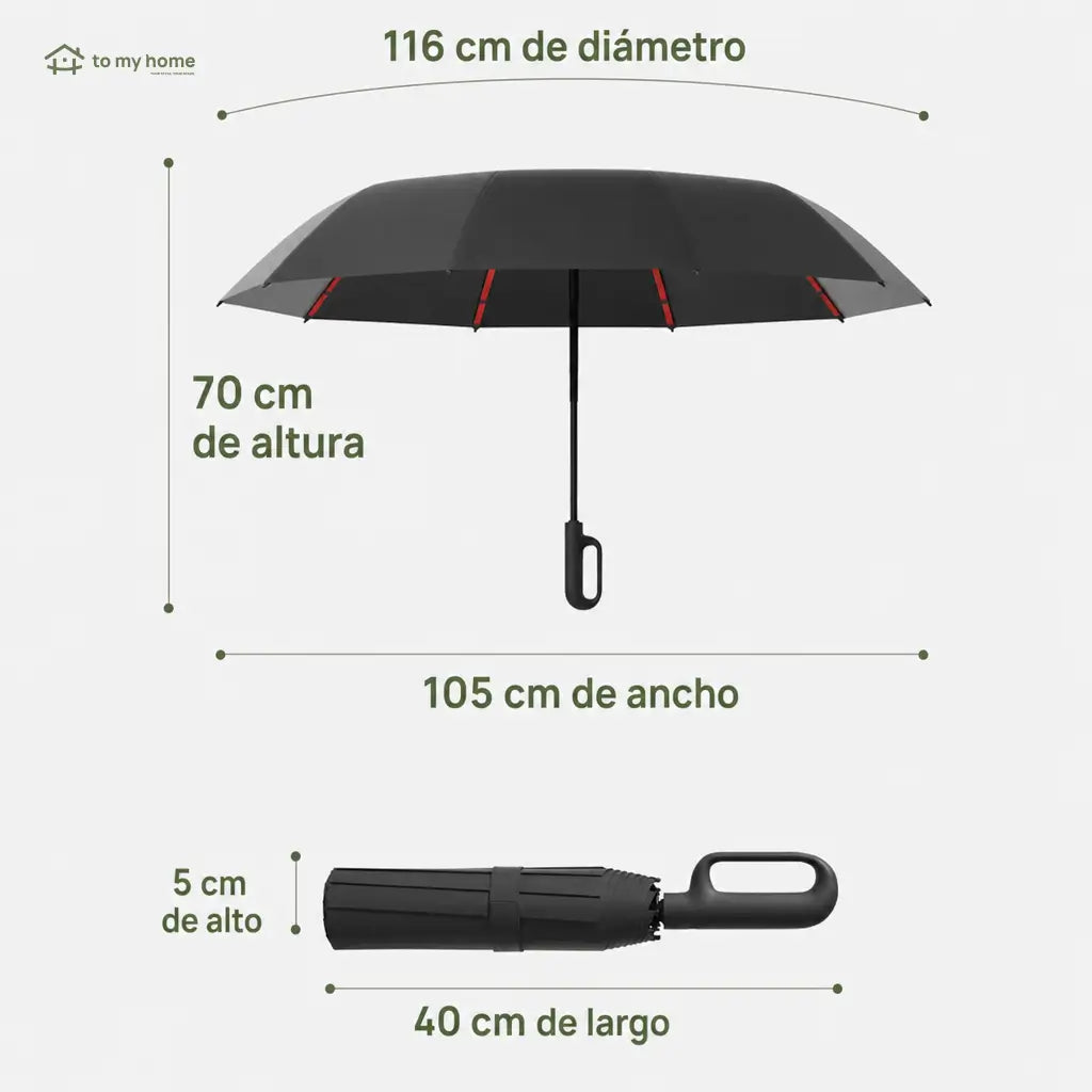 Paraguas plegable automático impermeable con 10 varillas y broche giratorio para lluvia, sol y uso diario en la ciudad