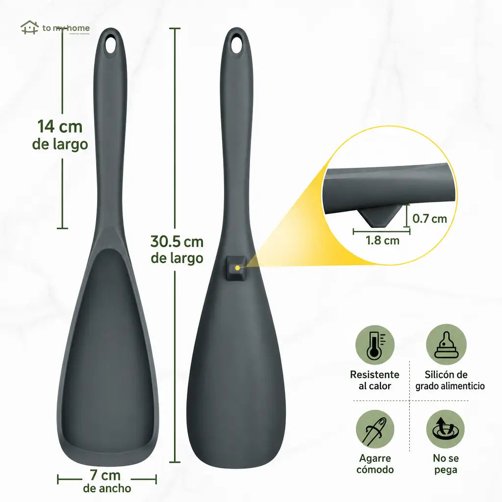 Cucharas Espátula de Silicón Grado Alimenticio, Paquete de 2, para Sartenes Antiadherentes