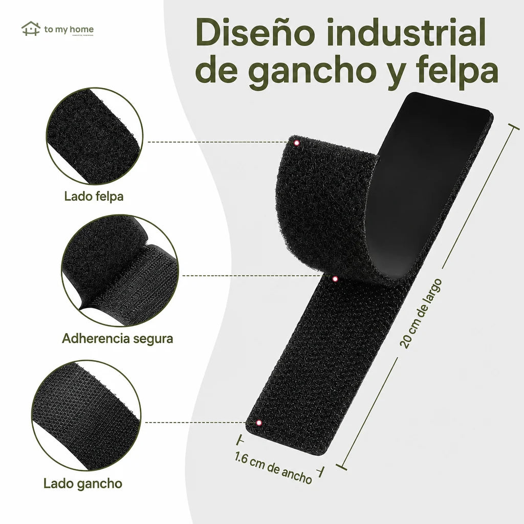 Tiras adhesivas de gancho y felpa doble cara resistentes al agua para colgar cuadros, organizar cables y proyectos DIY