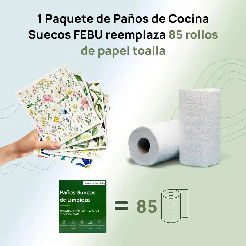 Juego de 5 paños de cocina suecos altamente absorbentes de algodón y celulosa, lavables, reutilizables, biodegradables, con calidad superior garantizada