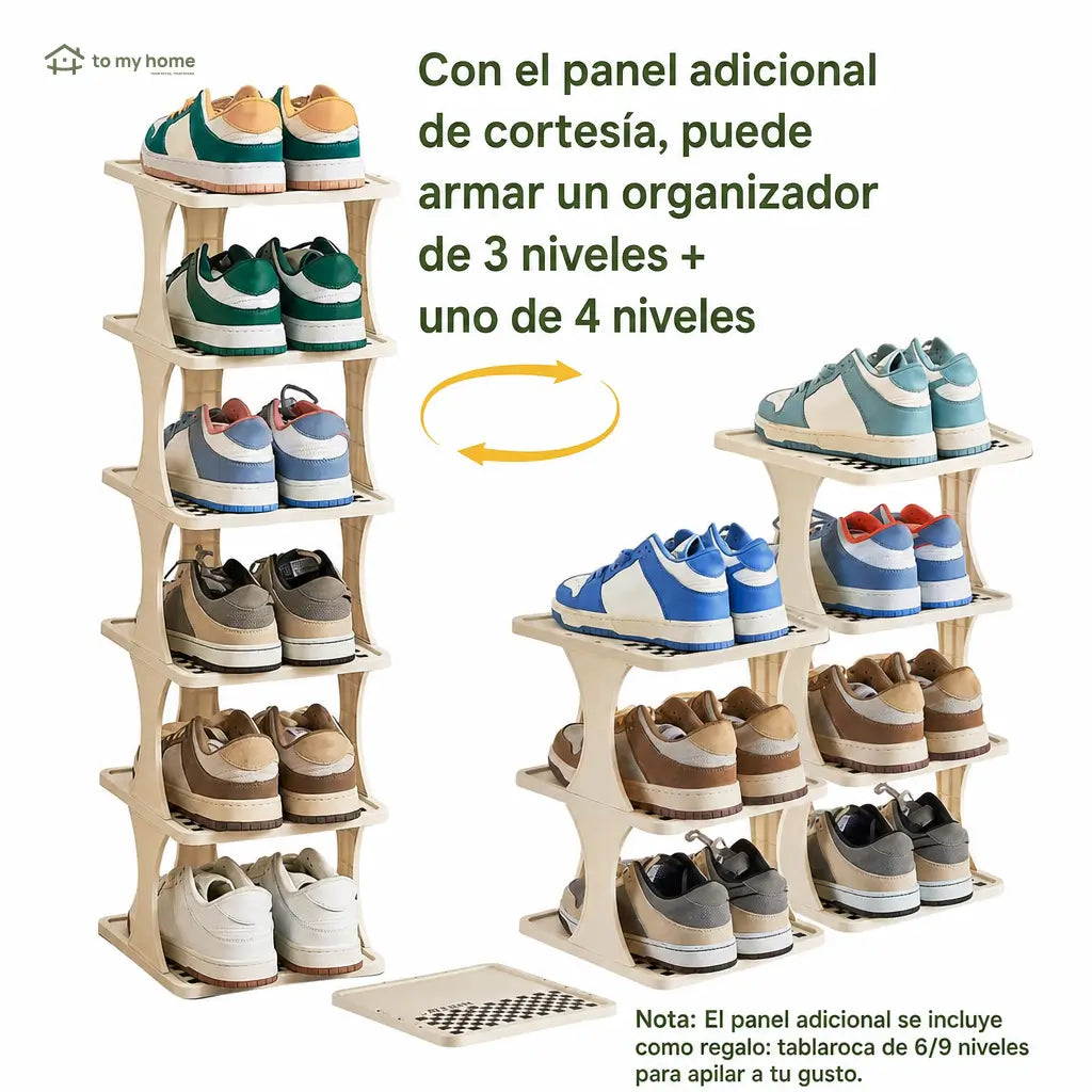 Zapatera vertical desmontable de plástico ajustable, organizador ahorra espacio para tenis y zapatos en recámara, baño u oficina con niveles expandibles