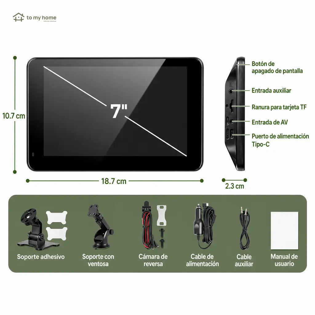 Pantalla CarPlay inalámbrica de 7 pulgadas con cámara nocturna para auto, compatible con Android y iPhone y audio Bluetooth, AUX o FM en carretera