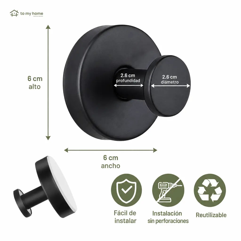 Ganchos de succión negros mate sin taladro, paquete de 2 reutilizable para baño, regadera, cocina, toallas, batas y esponjas en superficies lisas