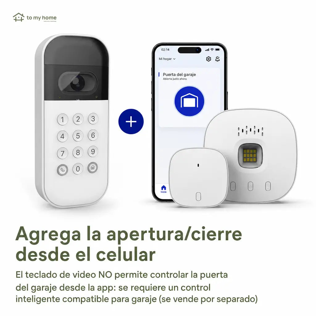 Teclado inteligente Wi-Fi para puerta de garaje con cámara gran angular, PIN personalizables y control desde el celular para accesos seguros en casa