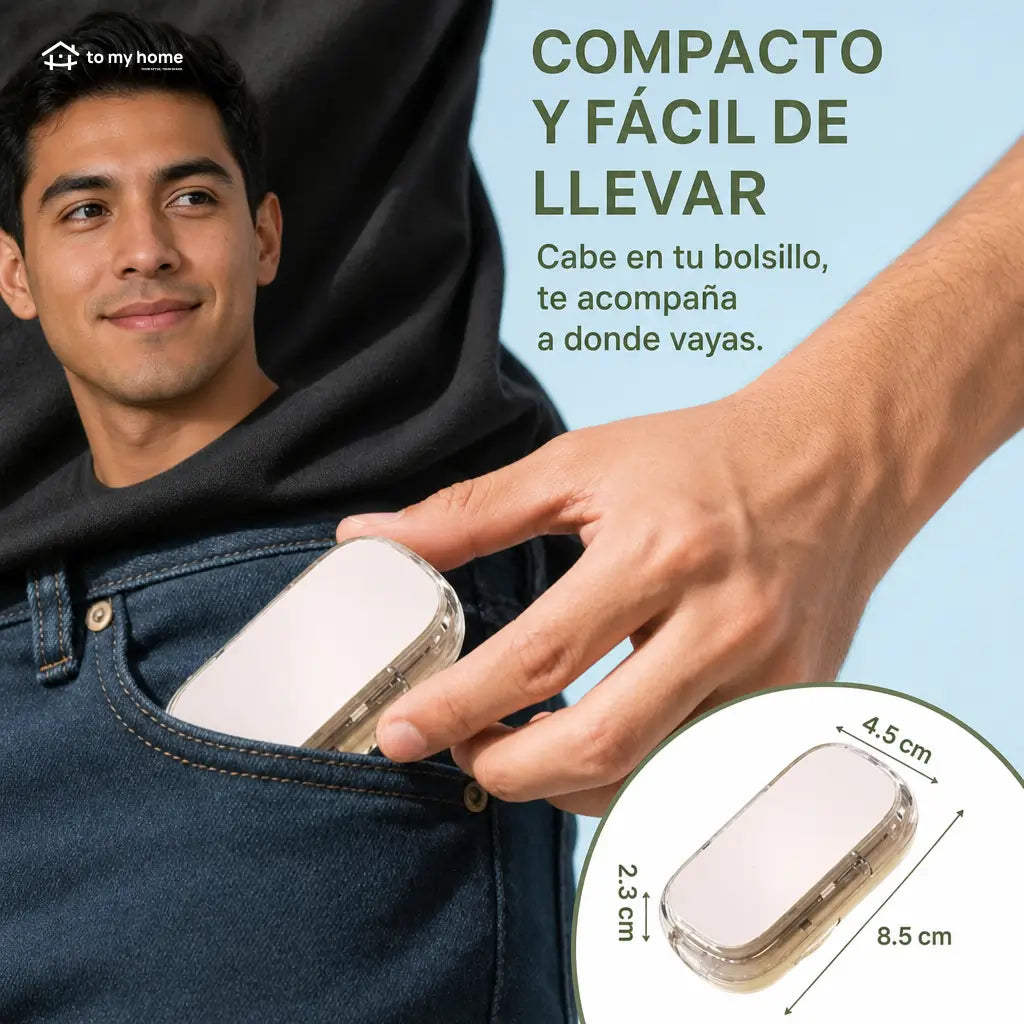 Cortador de pastillas ajustable con guía precisa, cuchilla de acero inoxidable y protector transparente para tabletas pequeñas en casa o de viaje