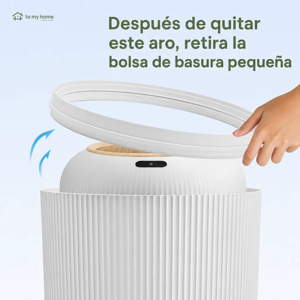 Basurero compacto inteligente con sensor de movimiento impermeable, bolsa oculta y patas desmontables para uso diario en sala, baño, recámara u oficina