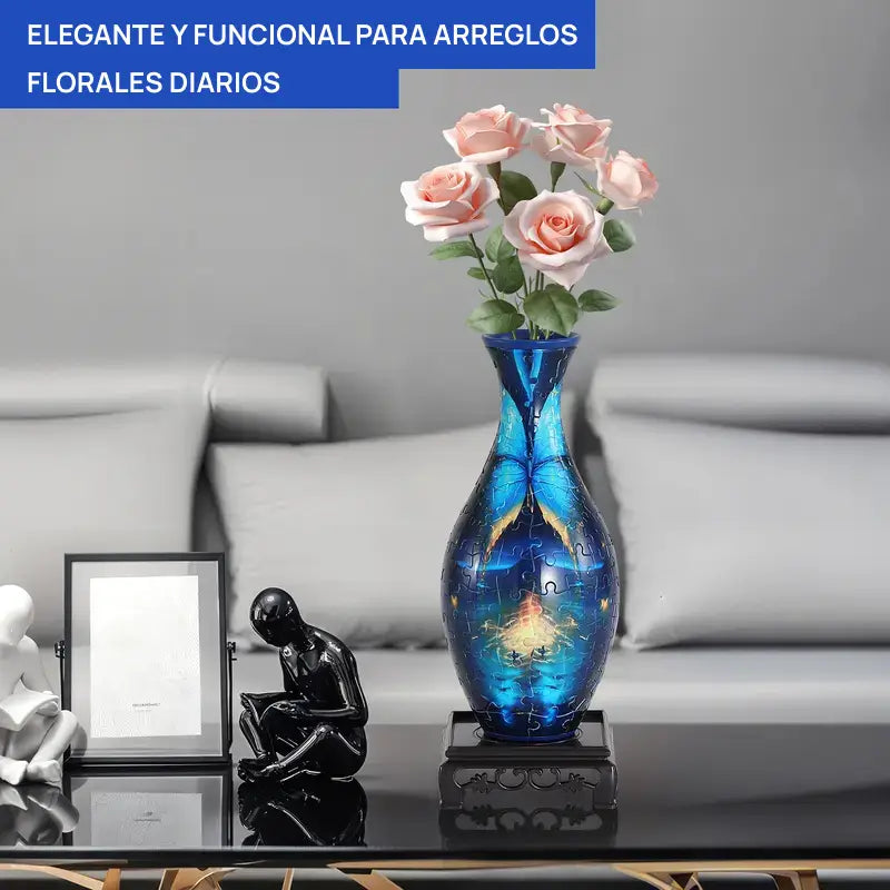 Vaso decorativo rompecabezas 3D para flores, arreglos creativos, diseño moderno, ideal para decorar casa, oficina o como regalo elegante y sofisticado para cualquier espacio