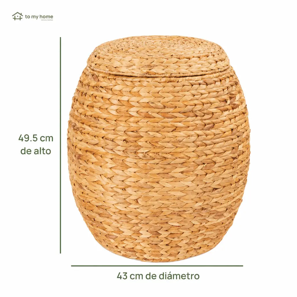 Cesto organizador multiusos de jacinto acuático con tapa y estructura reforzada para ordenar sala, recámara, entrada o cuarto infantil con estilo