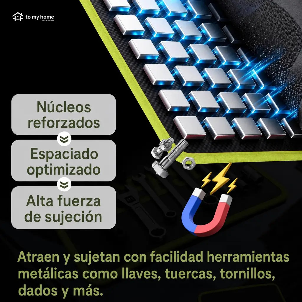 Set de 3 tapetes magnéticos flexibles de PVC antideslizante para organizar herramientas en taller, garaje y reparación auto sin perder piezas metálicas