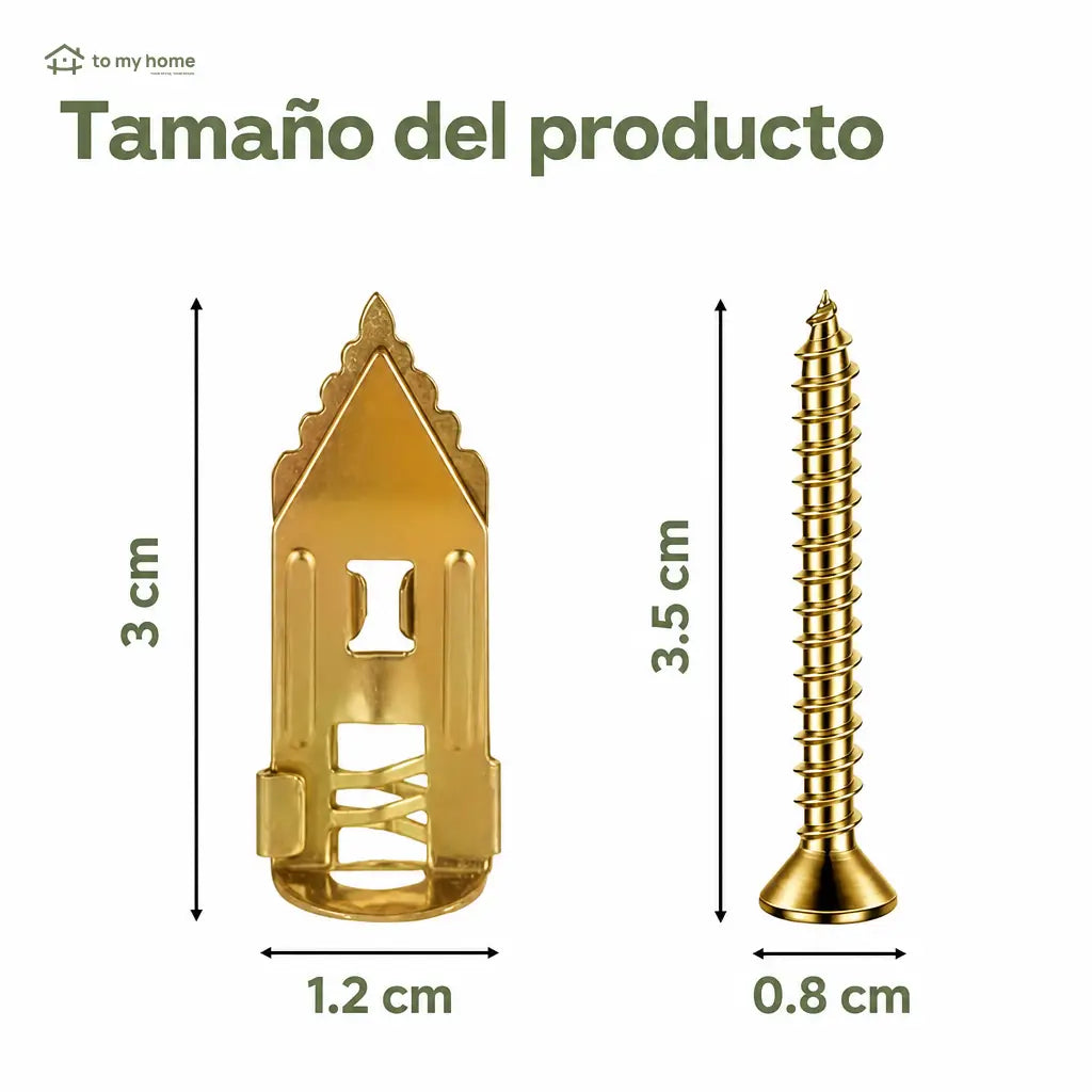 Anclajes metálicos con tornillos para tablaroca, instalación sin perforar para cuadros y estantes