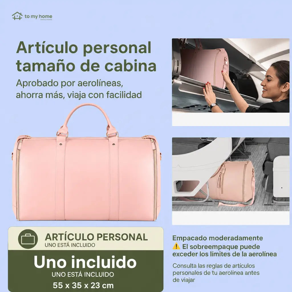 Bolsa weekender 57 L aprobada para avión con portatrajes desplegable, bolsillos con cierre y zapatero ventilado para viajes de fin de semana
