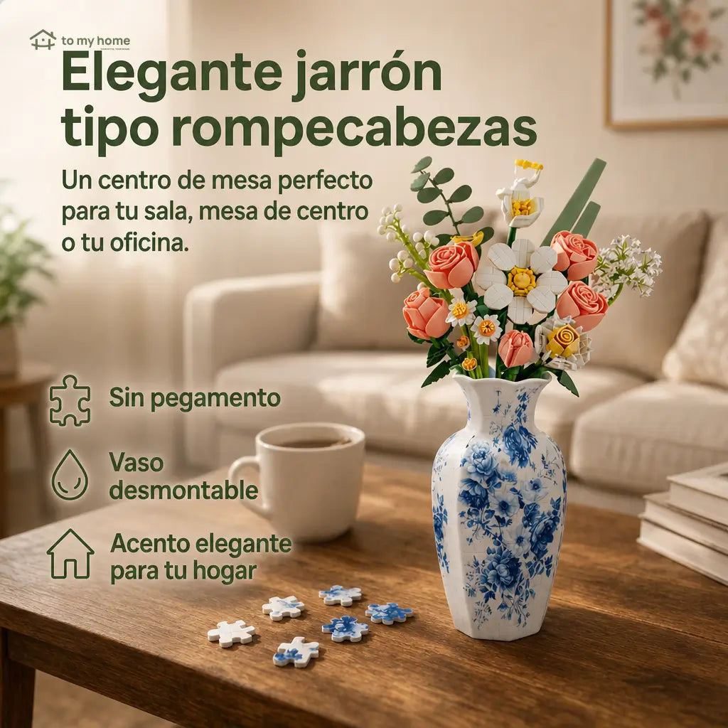 Florero rompecabezas 3D de 160 piezas con vaso desmontable para arreglos florales, decoración creativa en casa y regalo para adultos