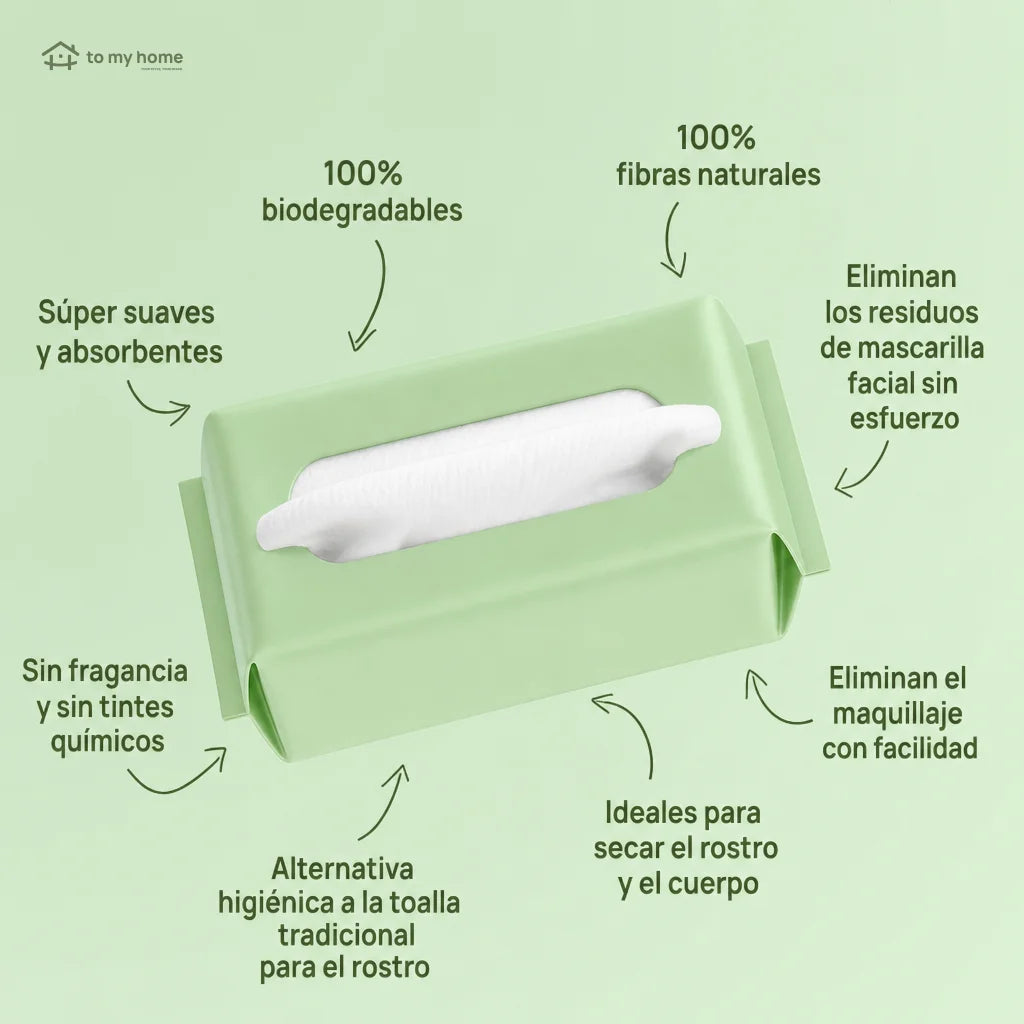 Toallitas faciales desechables hipoalergénicas sin fragancia, absorbentes y biodegradables, para skincare, retirar maquillaje y uso húmedo o seco en rutina diaria