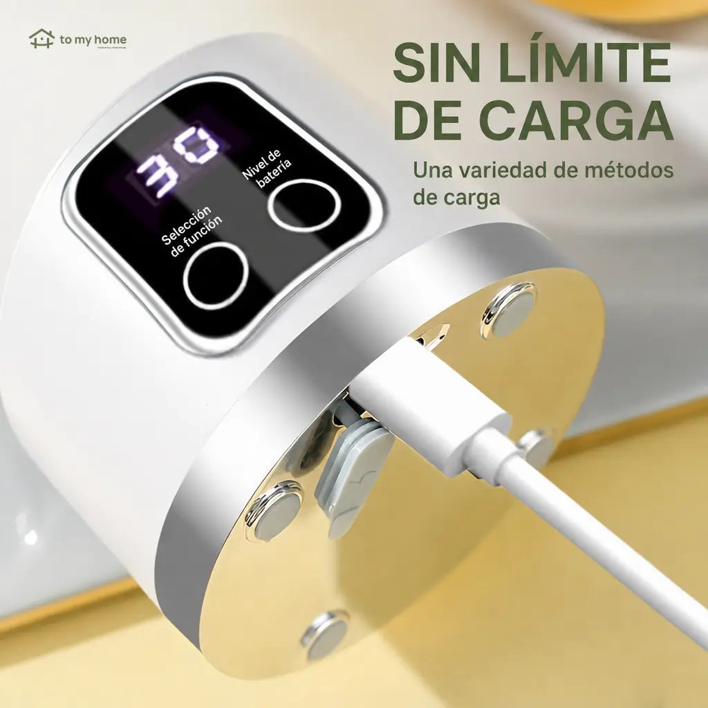 Licuadora portátil recargable con pantalla LED y 3 modos para smoothies, papillas y bebidas en casa o viaje frescas diarias sin derrames