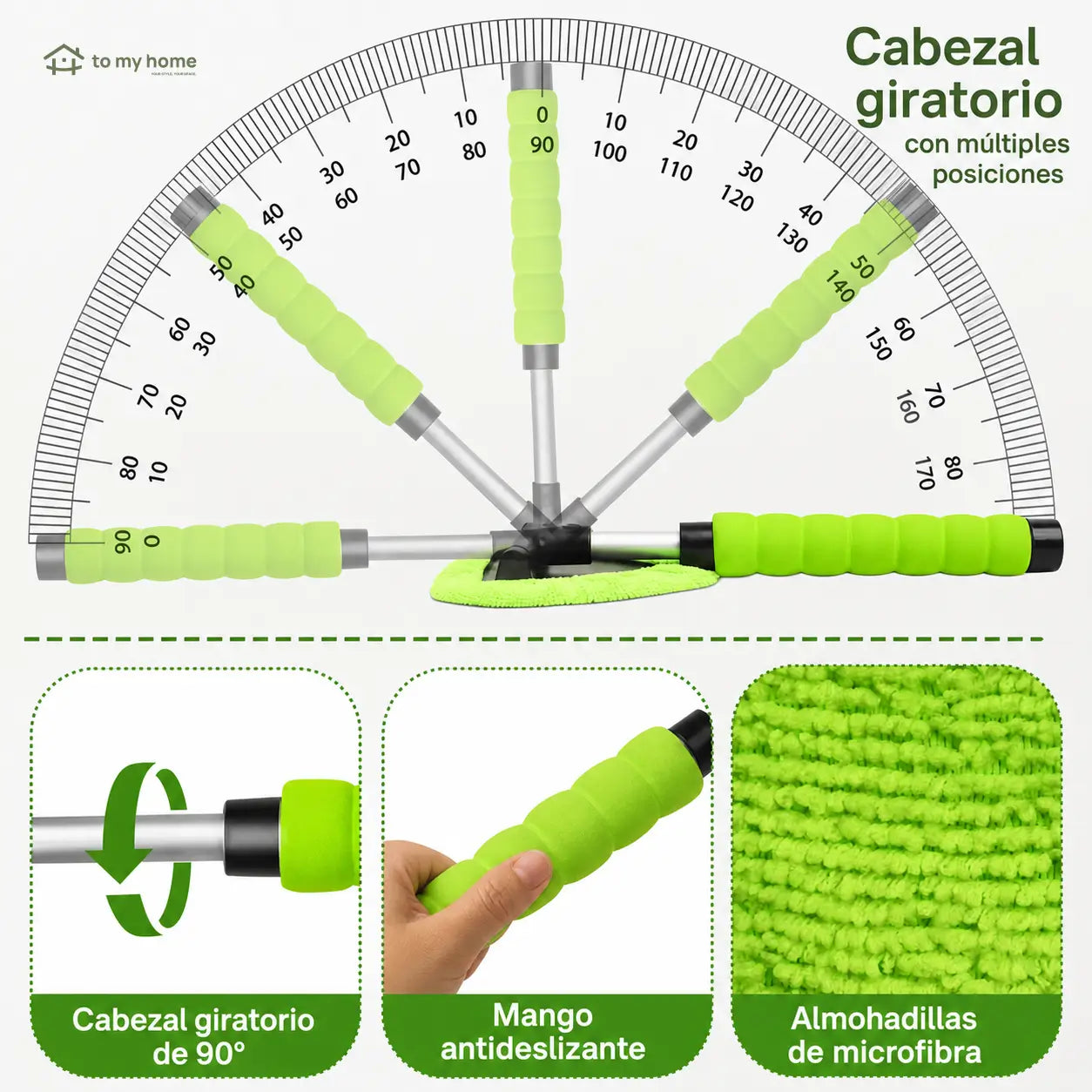 Limpiador de parabrisas extensible con cabeza triangular giratoria y 4 pads de microfibra para autos, camionetas y SUV en limpieza interior y exterior