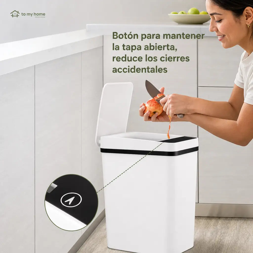 Bote de basura automático 12 L con sensor infrarrojo y tapa hermética para cocina, baño, recámara u oficina en casa