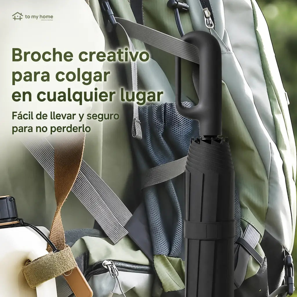 Paraguas plegable automático impermeable con 10 varillas y broche giratorio para lluvia, sol y uso diario en la ciudad
