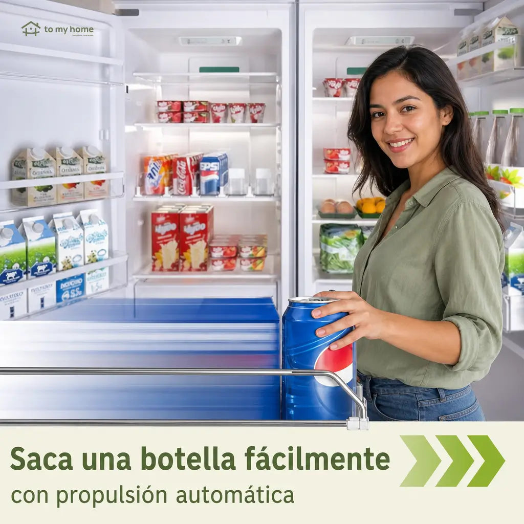 Organizador de bebidas para refrigerador con empuje automático, ahorra espacio y mantiene tus latas listas en casa, despensa y enfriador