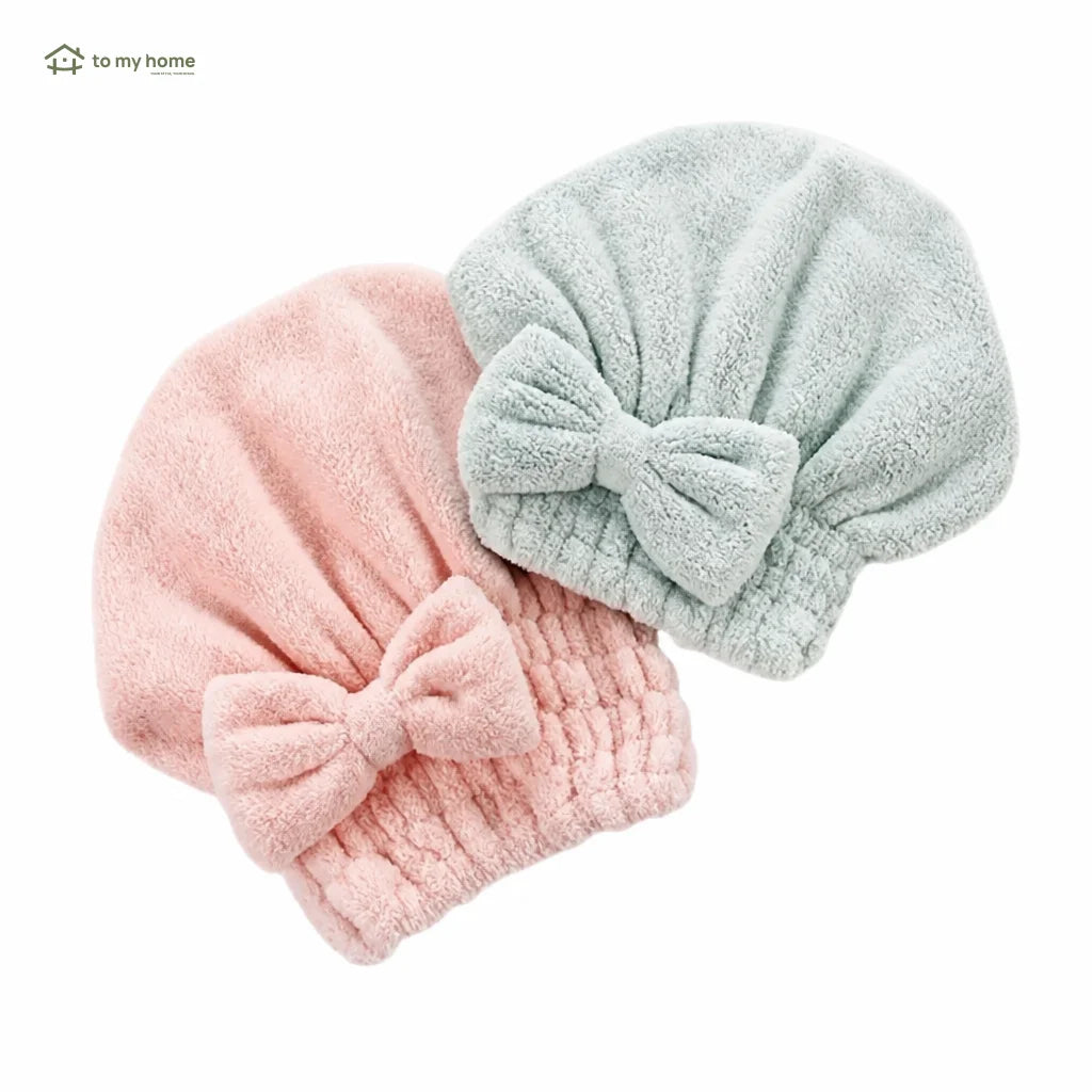 Set de 2 gorros absorbentes para secar cabello con moño, toalla suave reutilizable para ducha y rutina de viaje diaria femenina