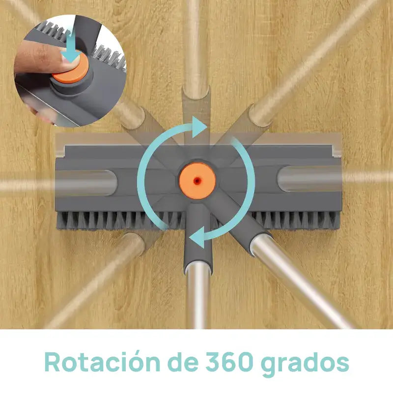 Cepillo de limpieza 3 en 1 para pisos con mango largo y cerdas rígidas, ideal para baño, ducha, garage y terrazas con resistencia total