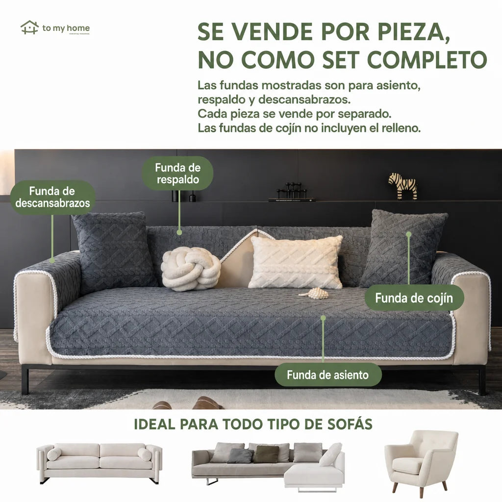 Protector de sofá antideslizante de terciopelo acolchado en poliéster, funda lavable moderna para sala, recámara, brazos, respaldos, cojines y mascotas