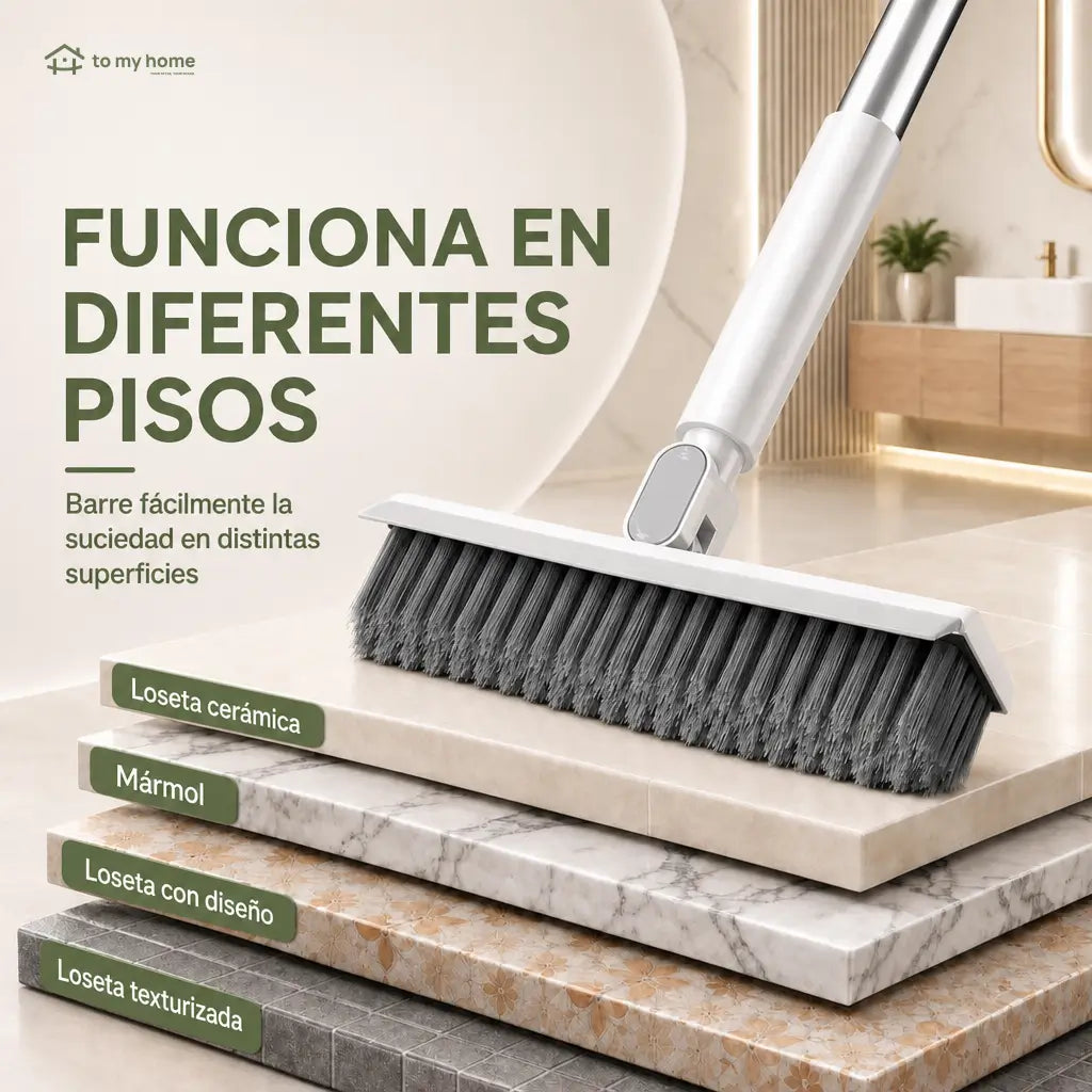 Cepillo limpiador 360° con mango ajustable de acero para pisos, juntas y esquinas