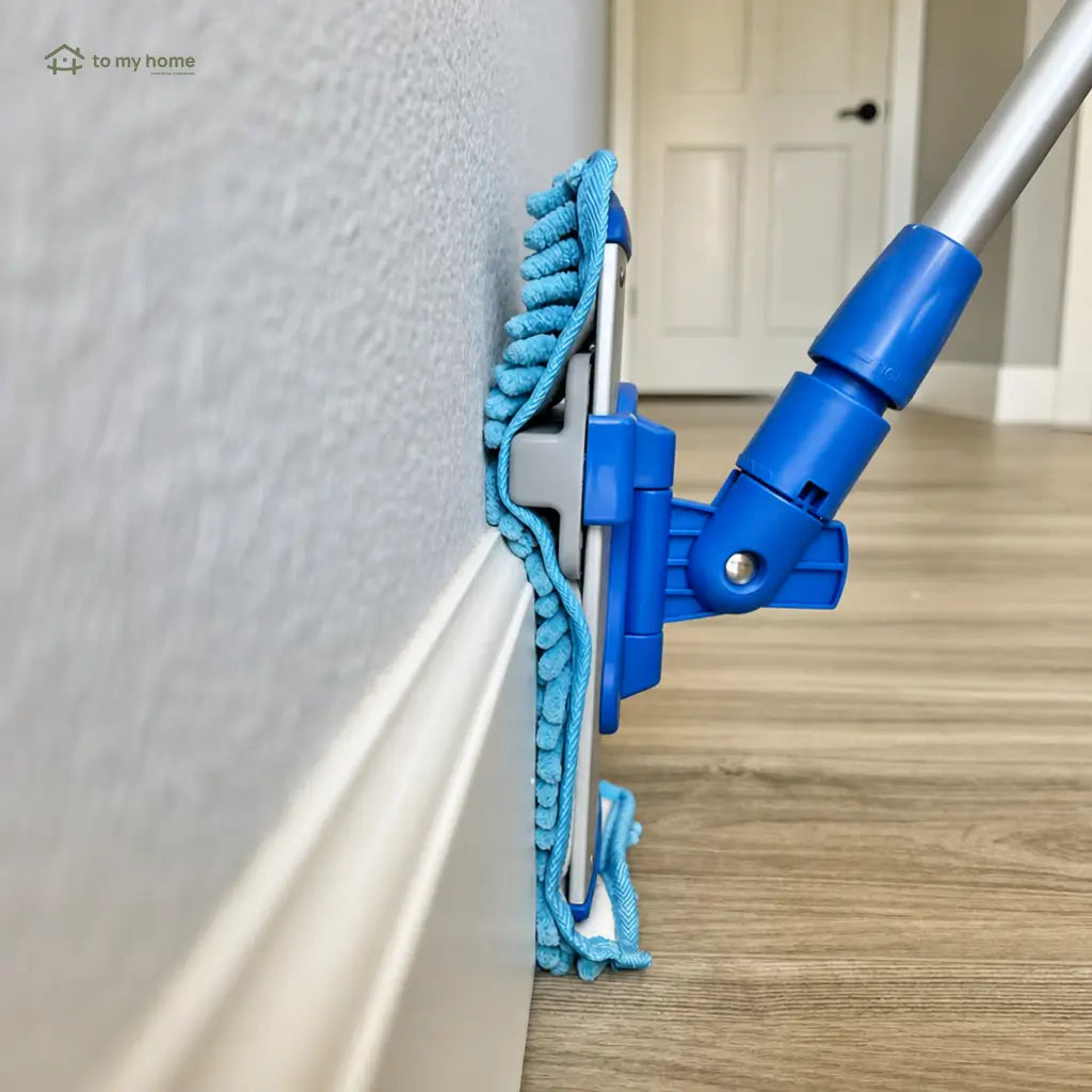 Trapeador para zoclos con mango ajustable de 178 cm y microfibra lavable para limpiar pisos, bordes y pelo de mascota sin agacharte