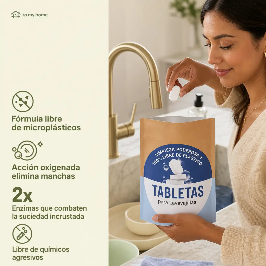 Tabletas lavavajillas sin plástico, veganas y sin fragancia para limpieza efectiva de platos en hogares eco conscientes con lata compacta reutilizable