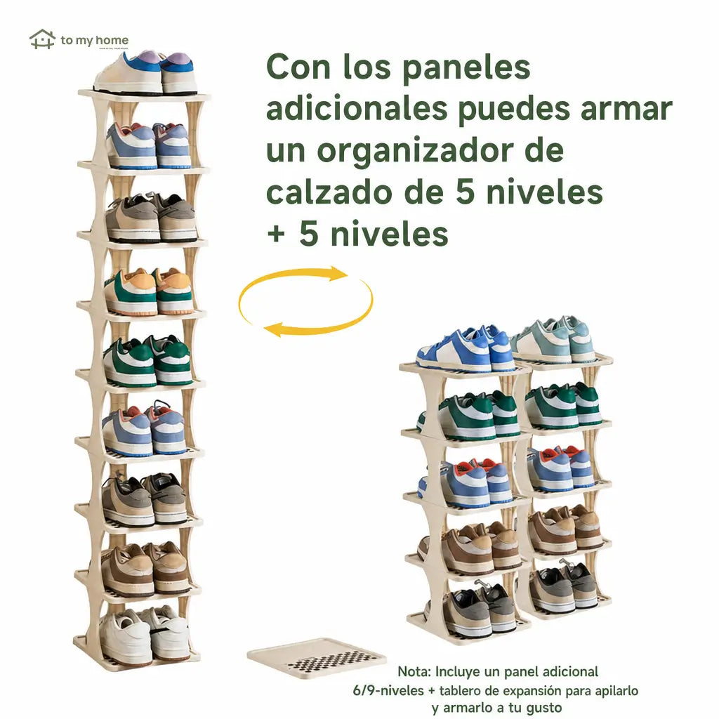 Zapatera vertical desmontable de plástico ajustable, organizador ahorra espacio para tenis y zapatos en recámara, baño u oficina con niveles expandibles