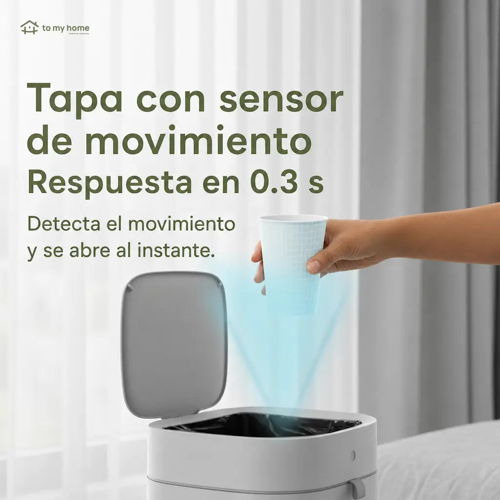 Bote de basura inteligente 13.5 L con sensor infrarrojo y sellado automático para baño, cocina, recámara u oficina sin tocar la tapa
