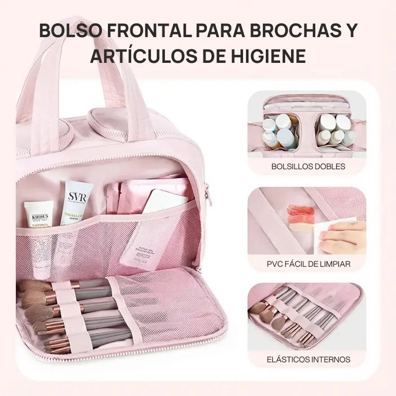 Neceser femenino Puffy 4 en 1 multifuncional, gran capacidad, compartimentos separados para maquillaje, higiene y viaje, diseño ligero, espacioso y práctico para organización personal