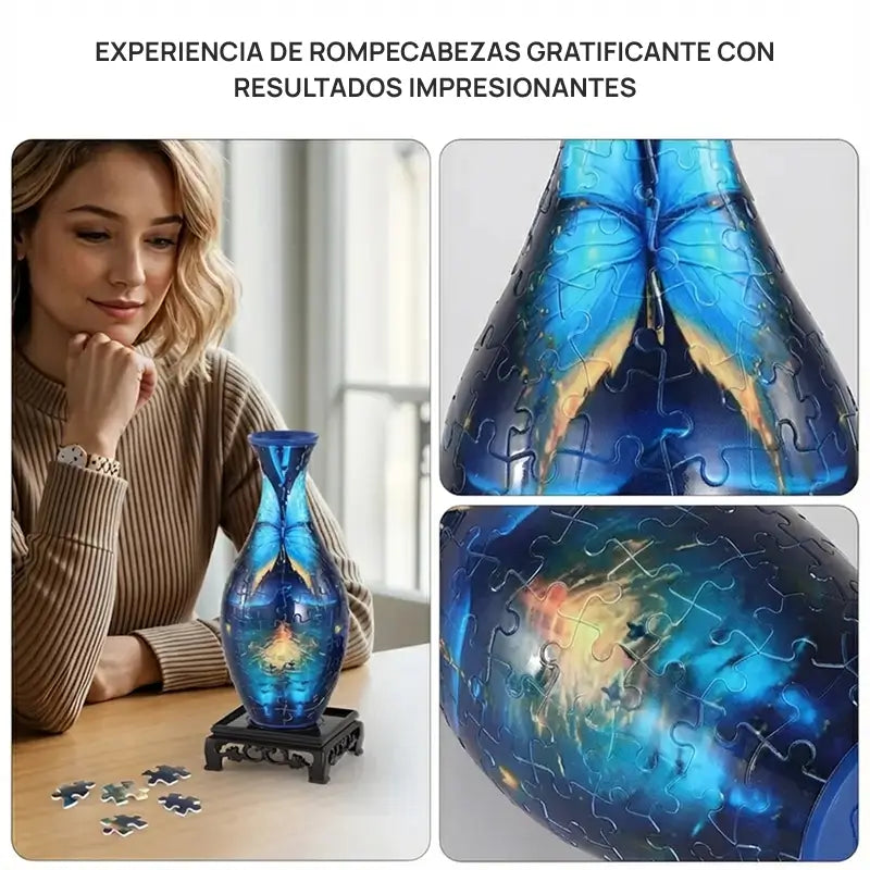 Vaso decorativo rompecabezas 3D para flores, arreglos creativos, diseño moderno, ideal para decorar casa, oficina o como regalo elegante y sofisticado para cualquier espacio