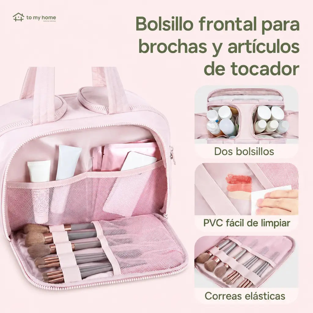 Neceser de viaje 4 en 1 impermeable, gran capacidad y asas para cosméticos, artículos de baño y accesorios en maleta diaria