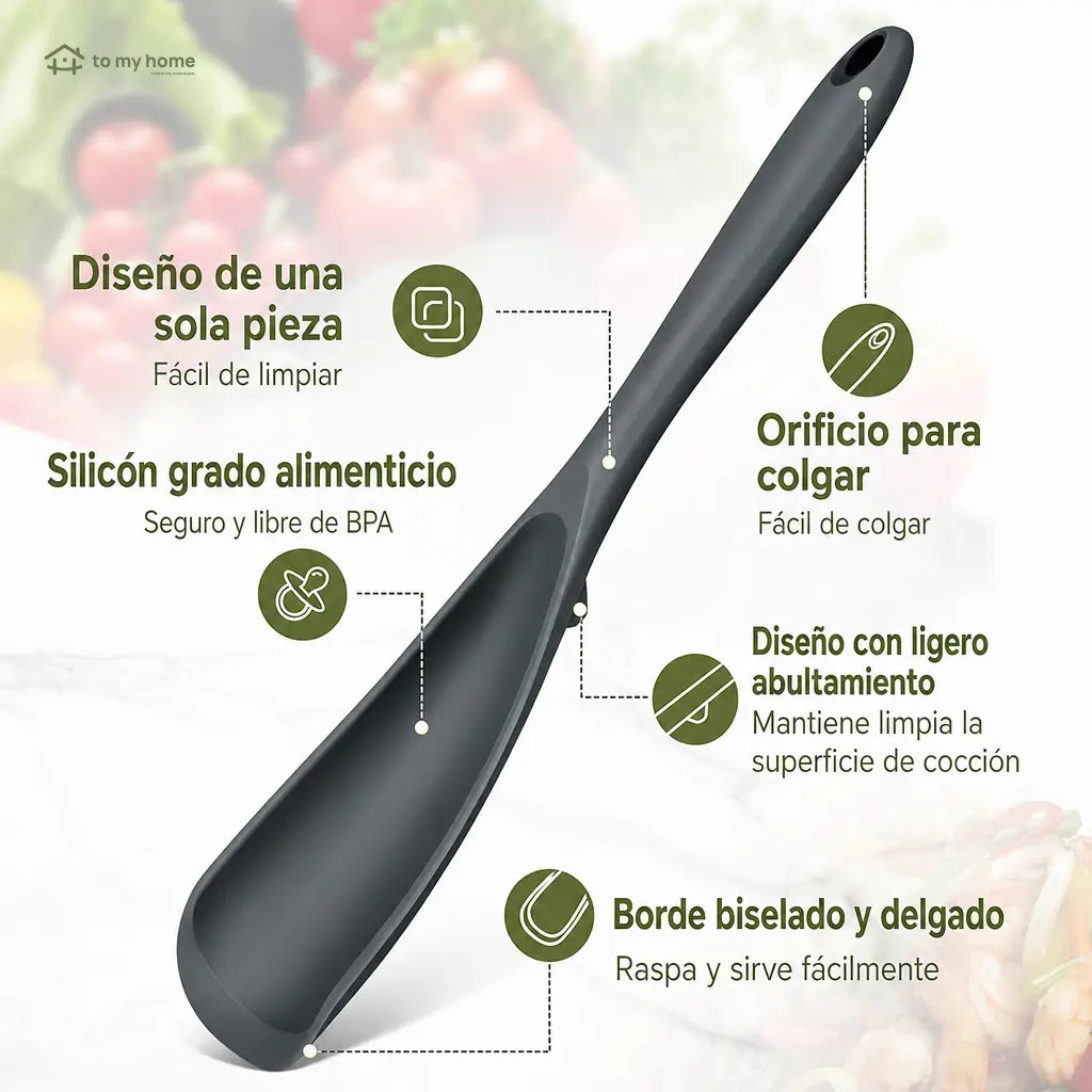 Cucharas Espátula de Silicón Grado Alimenticio, Paquete de 2, para Sartenes Antiadherentes