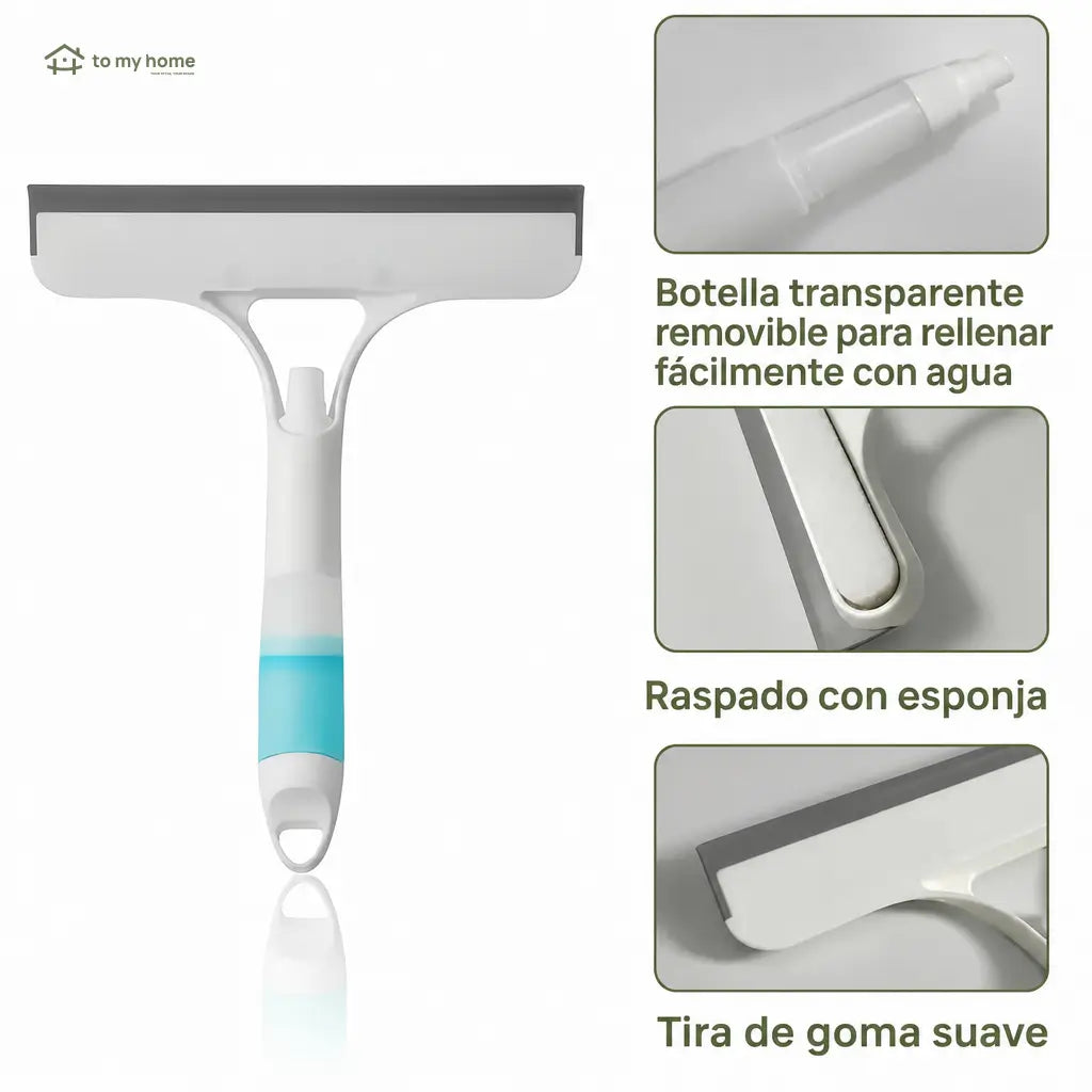 Limpiador de ventanas 3 en 1 con rociador, jalador y microfibra para parabrisas, mesas y vidrios del hogar sin marcas