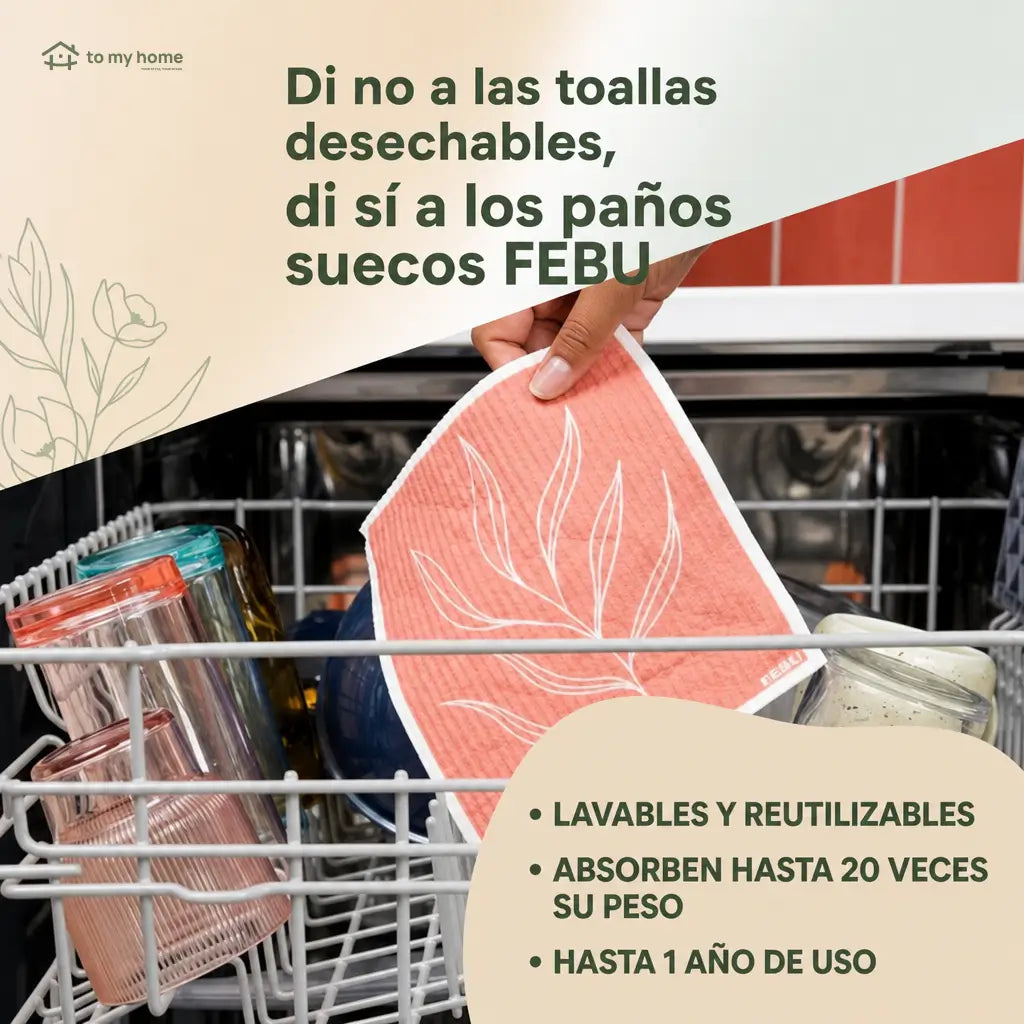 Paños suecos reutilizables para cocina, paquete de 5 piezas, súper absorbentes y biodegradables para limpiar superficies sin rayar ni olores diarios