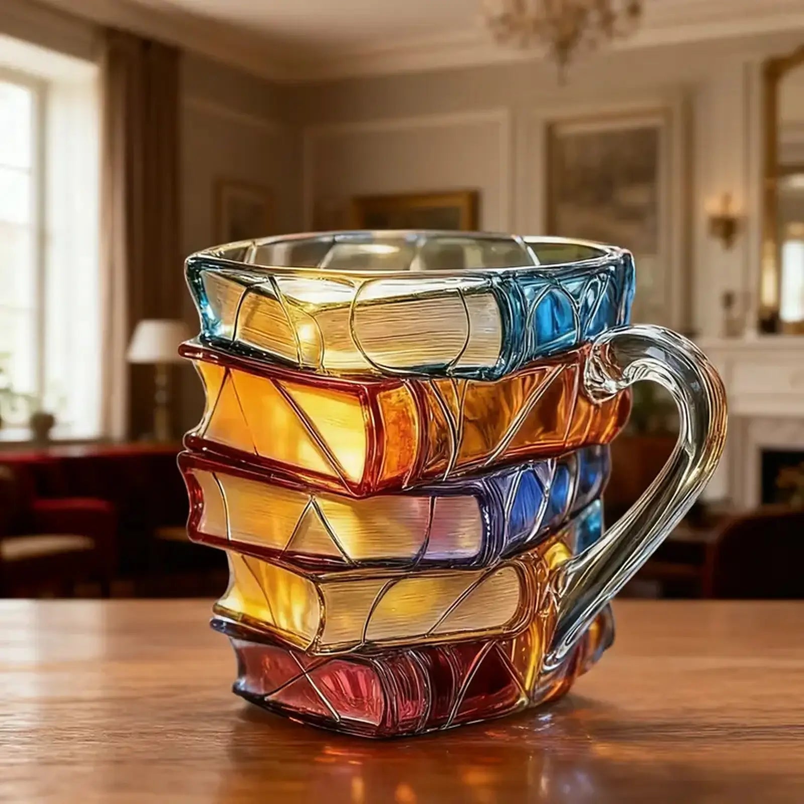 Taza de cerámica 3D con libros apilados, diseño creativo y artístico, acabado delicado, regalo perfecto para amantes de la lectura y decoración funcional