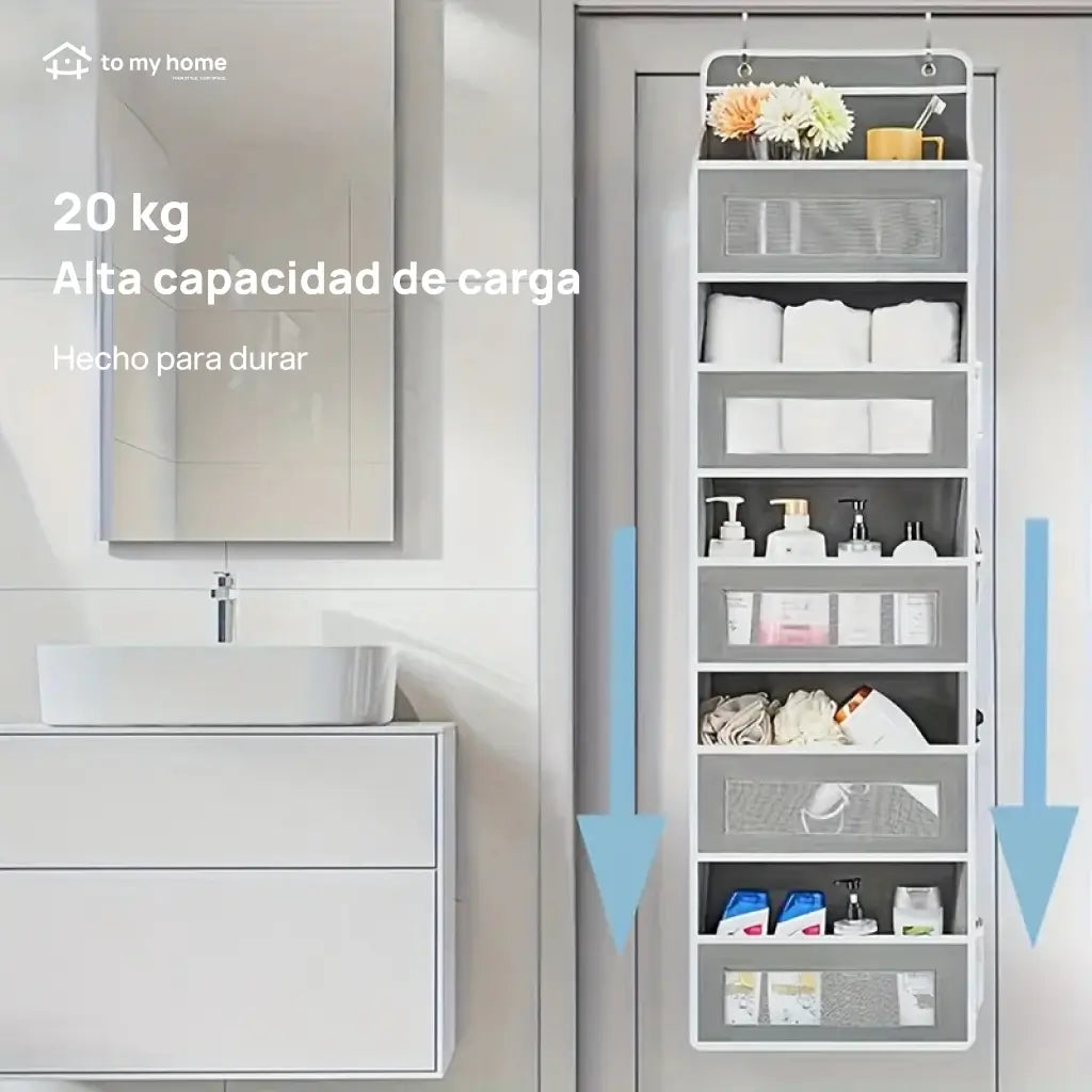 Organizador colgante para puerta de 5 niveles con 10 bolsillos grandes para baño, recámara, clóset y útiles escolares sin ocupar espacio extra