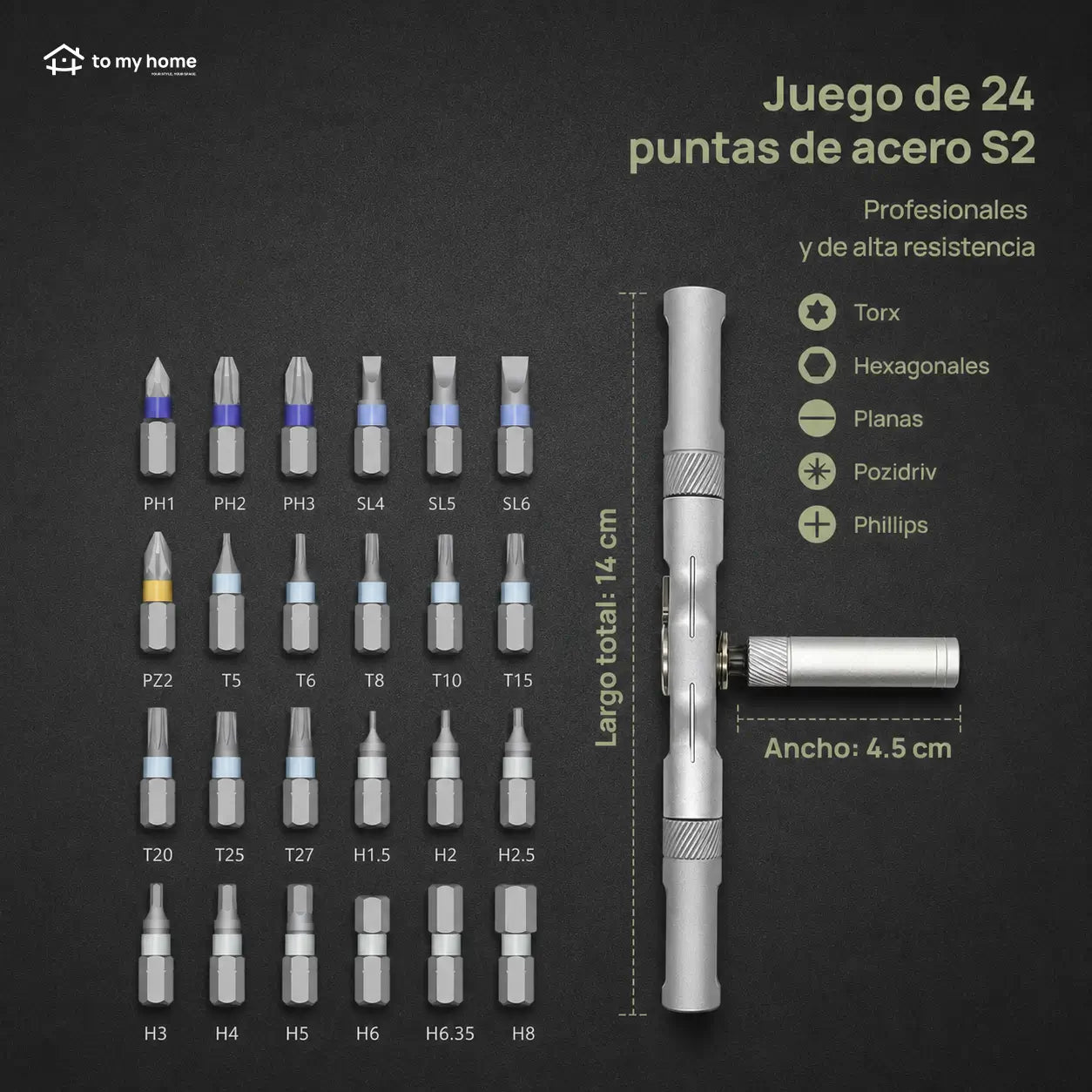 Juego compacto de desarmador con matraca reversible y 24 puntas magnéticas para mantenimiento del hogar, bicicletas, muebles y electrónica