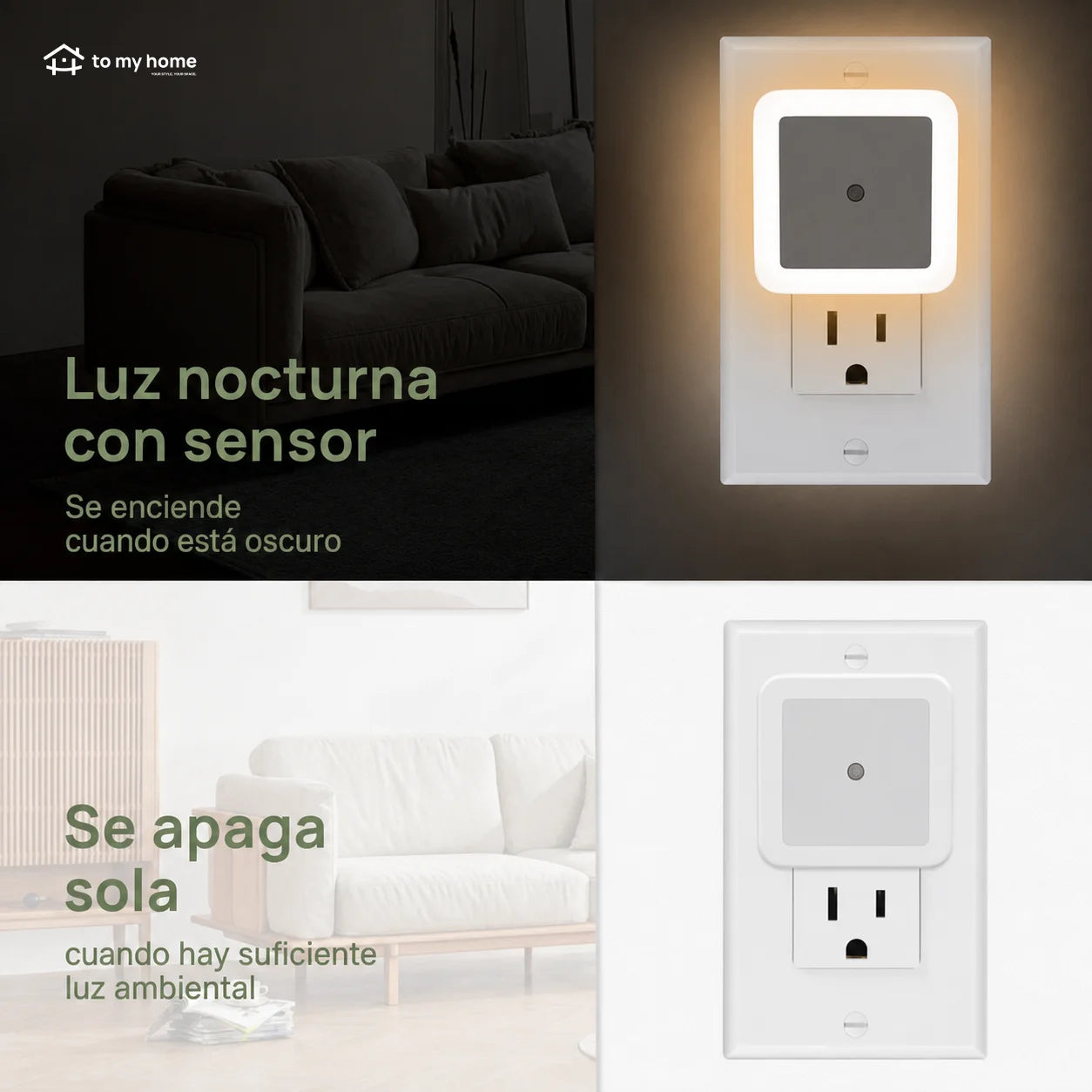 Lámpara de Noche LED con Sensor Automático Paquete de 6 Piezas Luz Blanca Cálida para Enchufe de Pared Ideal en Recámara Pasillo Baño y Escaleras del Hogar