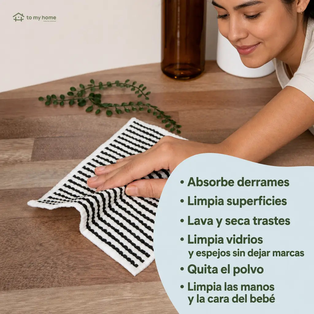 Paños suecos reutilizables para cocina, paquete de 5 piezas, súper absorbentes y biodegradables para limpiar superficies sin rayar ni olores diarios