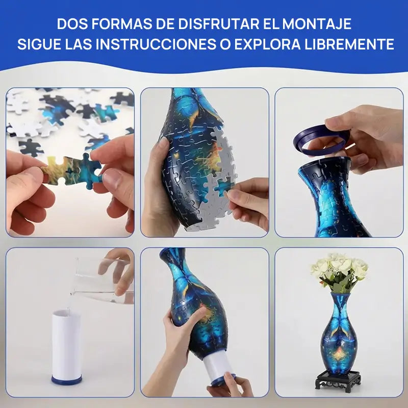 Vaso decorativo rompecabezas 3D para flores, arreglos creativos, diseño moderno, ideal para decorar casa, oficina o como regalo elegante y sofisticado para cualquier espacio