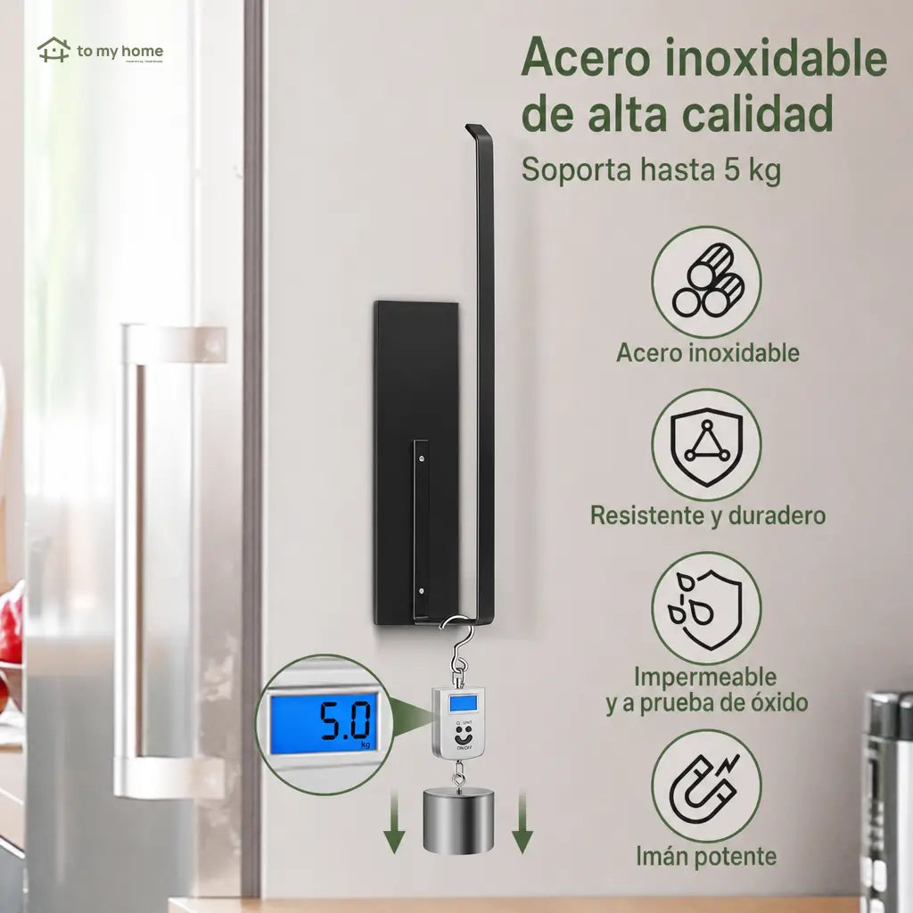 Portarrollos magnético de acero inoxidable para toallas de papel, organizador ajustable para refri, cocina, baño y asador en superficies metálicas resistentes