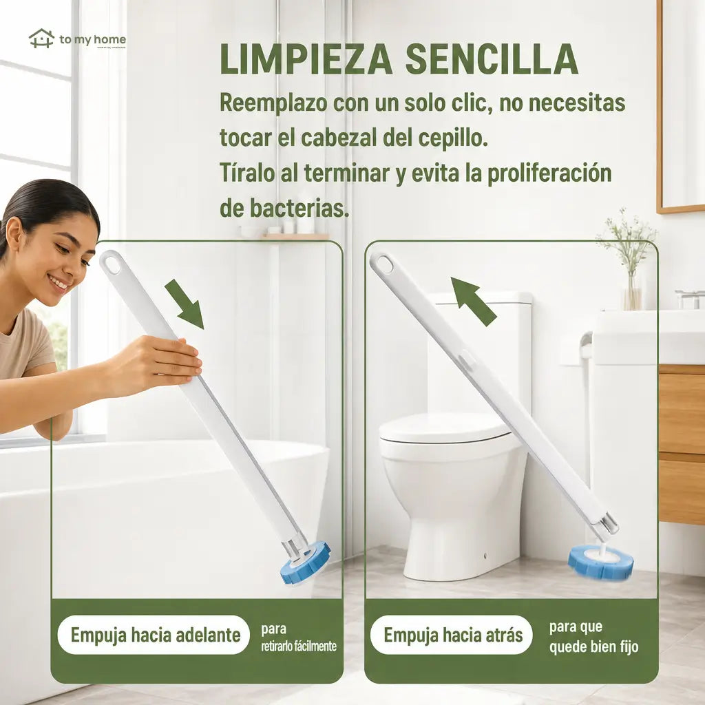 Cepillo desechable para baño con 24 repuestos aromáticos y soporte de pared para limpiar WC, lavabo, tina y mingitorio sin tocar