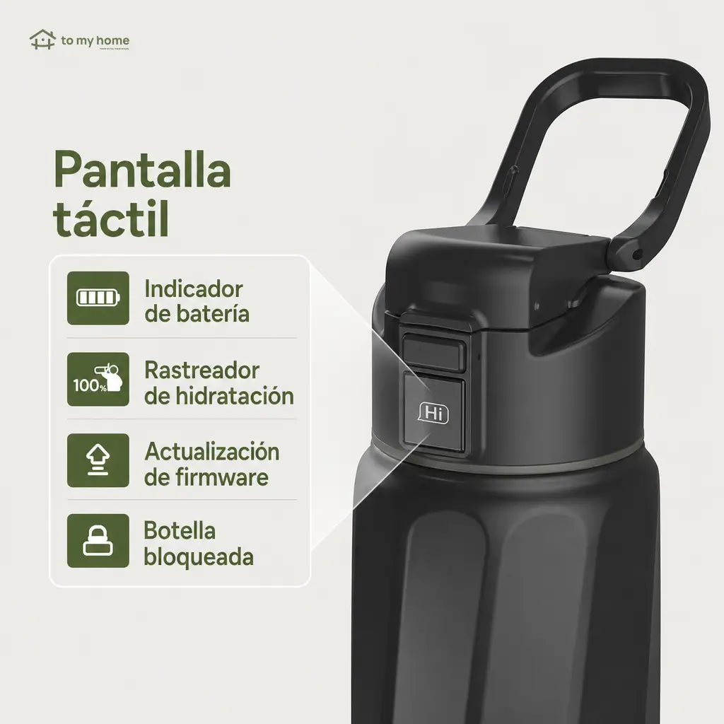Botella térmica inteligente de acero inoxidable con app, recordatorio LED y seguimiento de hidratación para gym y viajes sin derrames