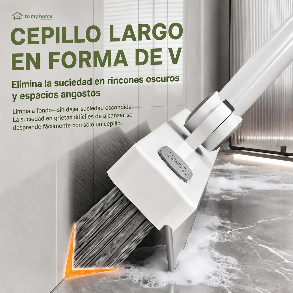 Cepillo limpiador 360° con mango ajustable de acero para pisos, juntas y esquinas