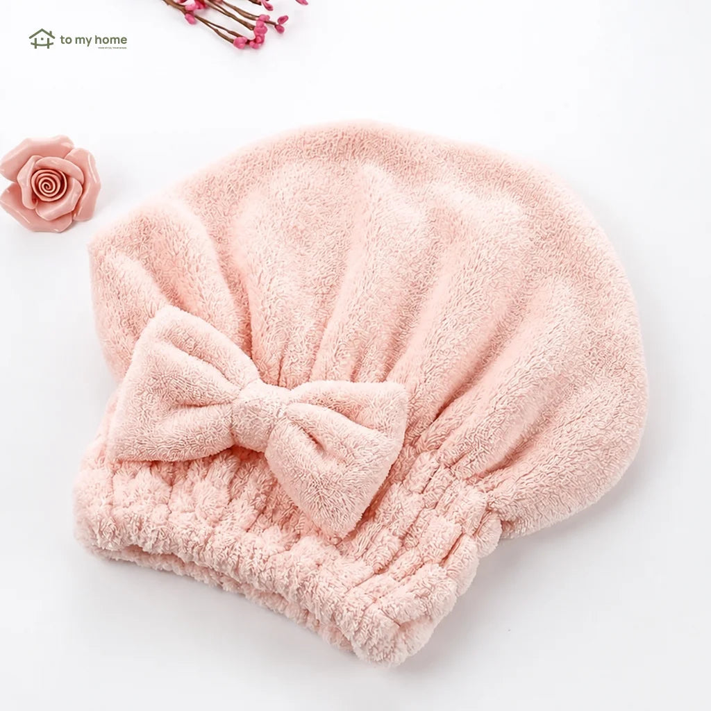 Set de 2 gorros absorbentes para secar cabello con moño, toalla suave reutilizable para ducha y rutina de viaje diaria femenina
