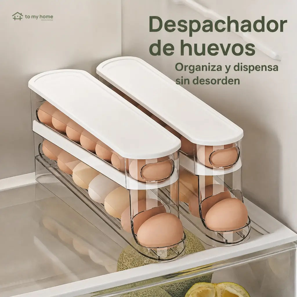 Organizador transparente para huevos apilable con diseño rodante, ahorra espacio y mantiene tu refrigerador más ordenado en la cocina diaria fácilmente