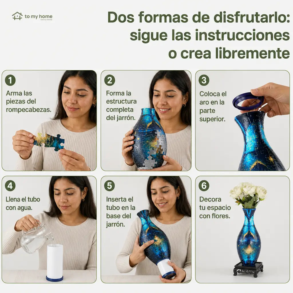 Florero rompecabezas 3D de 160 piezas con vaso desmontable para arreglos florales, decoración creativa en casa y regalo para adultos